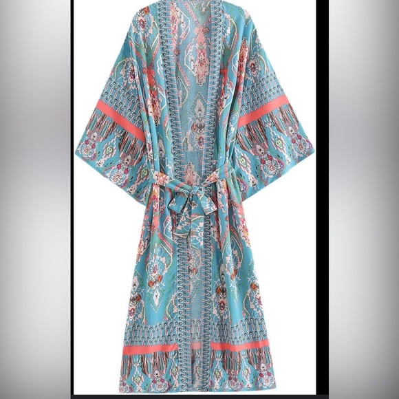 DAYDREAM LOOK BLUE MULTI PRINTED KIMONO Size S - Picture 1 of 3